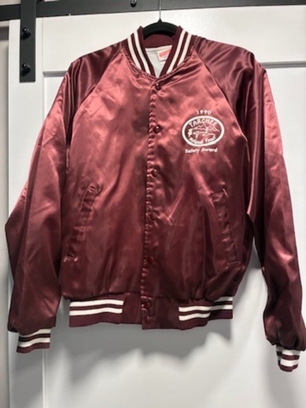 Vintage 1990 Targhee National Forest Safety Award Satin Bomber Jacket USA M